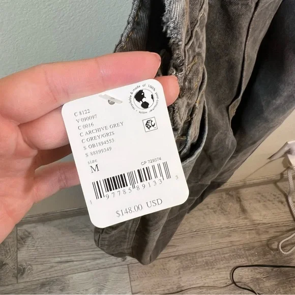 NWT Free People Gray Wide-Leg Denim Overalls - Picture 7 of 13